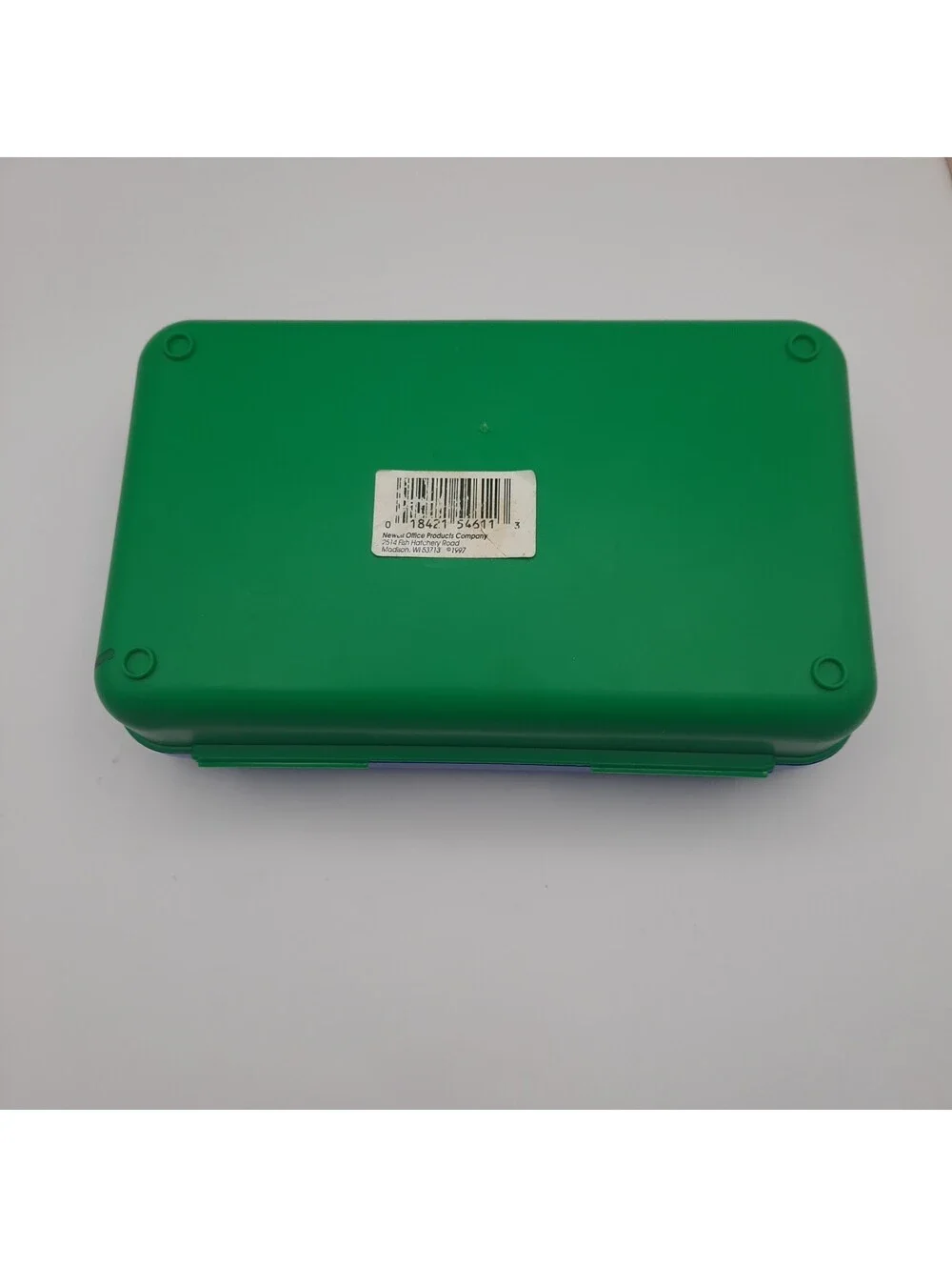 SpaceMaker Pencil Box Solid Blue Green 90s Vintage Plastic Storage Case USA